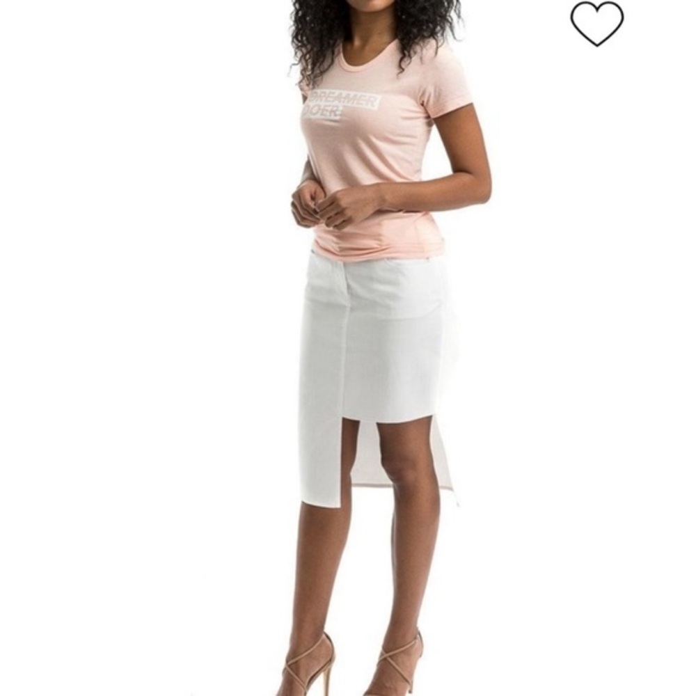 Jennifer Chun White Denim Cut-Out Skirt size 6